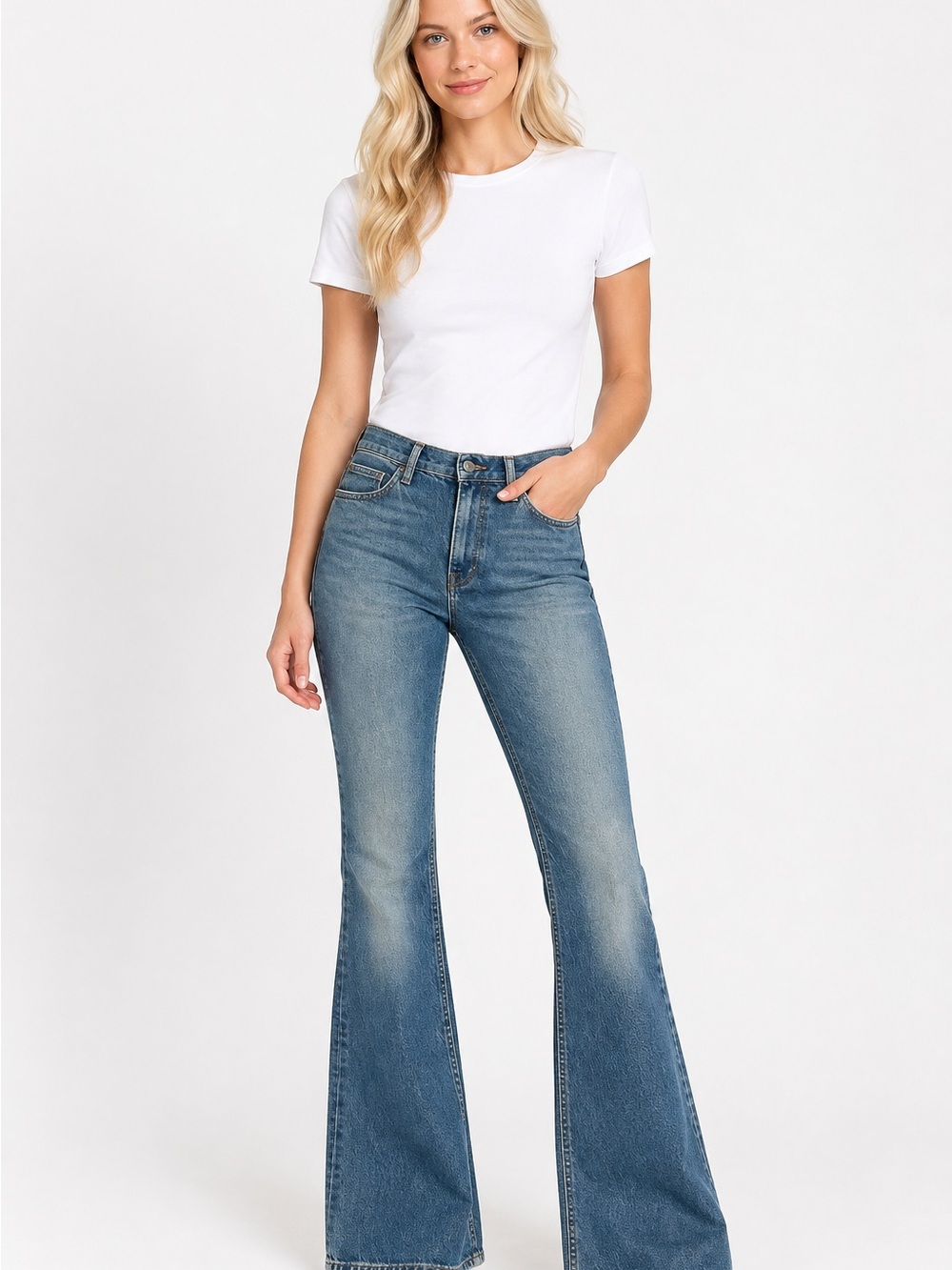 Zara The Vintage Flare Women's Blue High-Rise Jeans Size 8 New with Tag